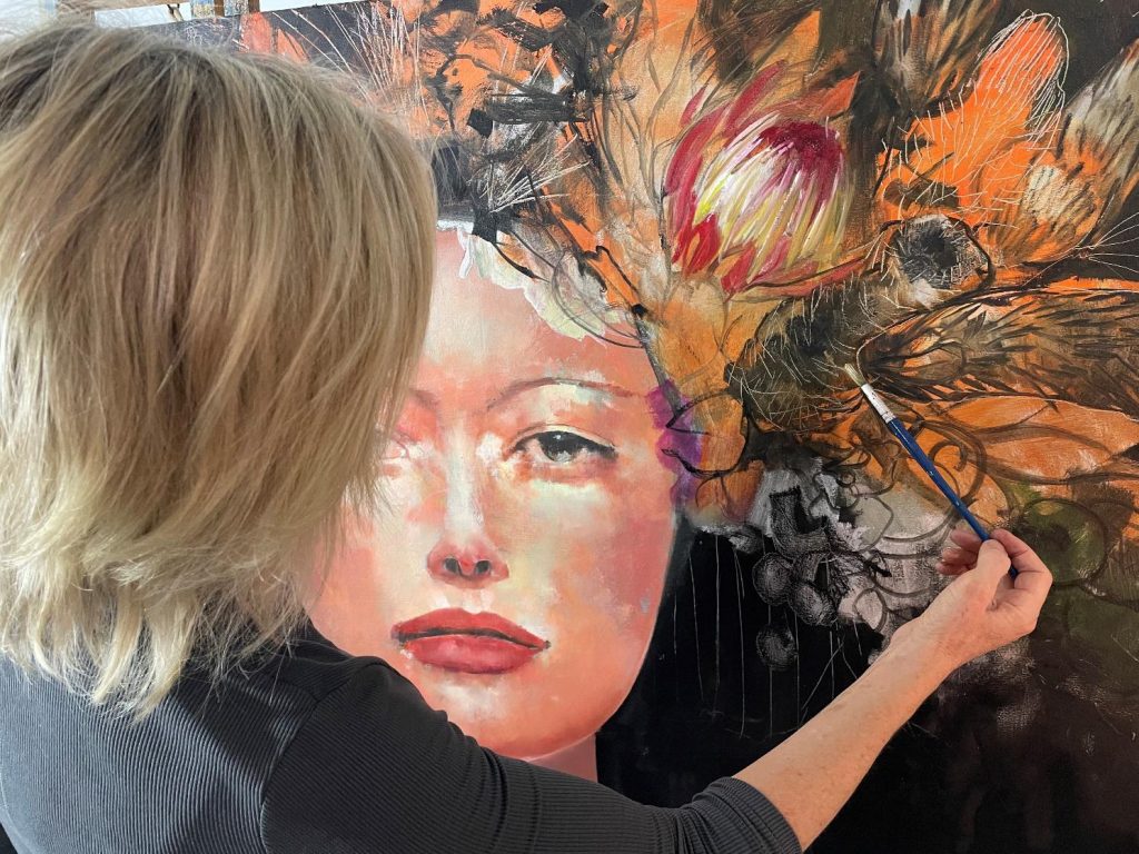 Liz Gray painting flower crowned woman 2021 05 1