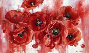 Liz Gray. Scarlet Opium, Oil on canvas painting