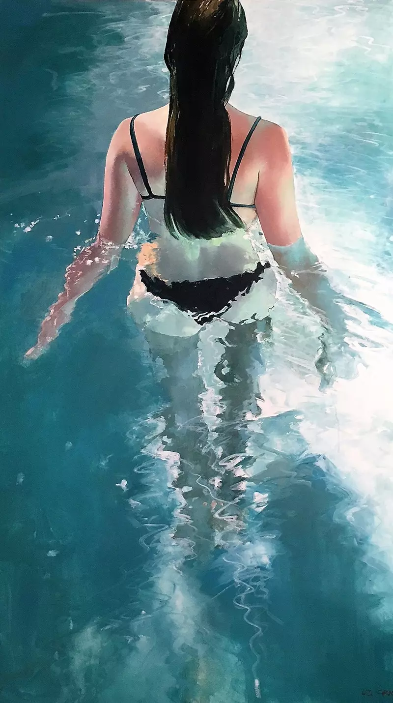 Liz Gray's Entrance into Aqua oil painting