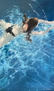 Liz Gray's Little swimmer, Oil on canvas, 150 x 90cm