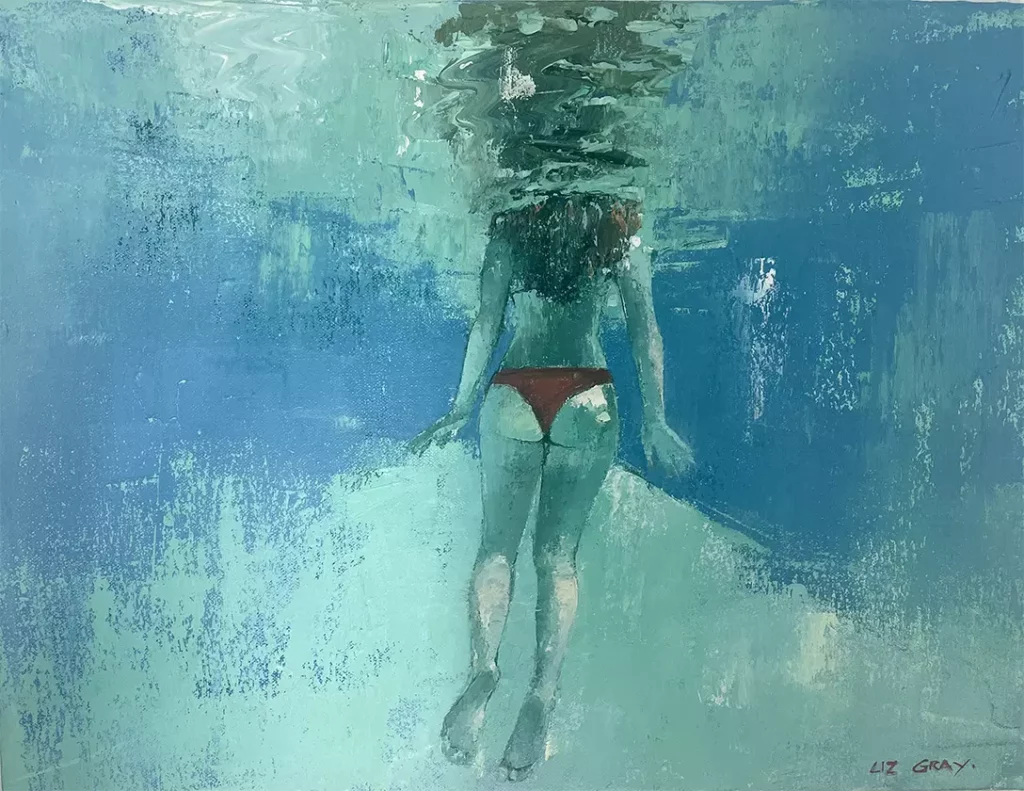 Liz Gray's Red Bikini, Oil on canvas, 44 x 33cm