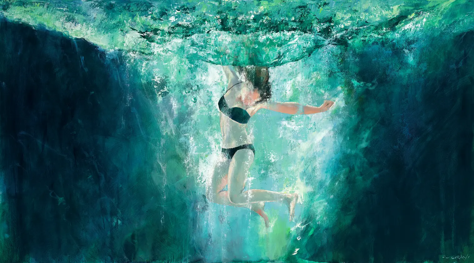 Liz Gray's Iridescence, Oil on canvas, 180 x 110cm