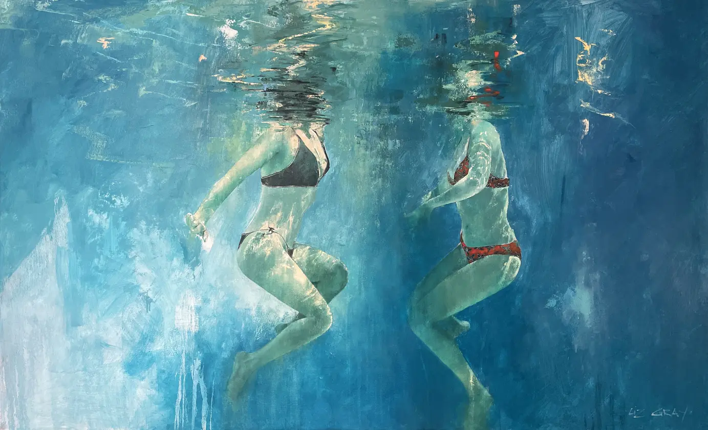 Liz Gray's Summer tete-a tete, Oil on canvas, 180 x 110cm