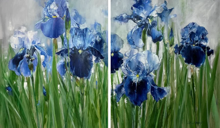 Liz Gray's Sapphire fields 164 x 101cm, oil on canvas